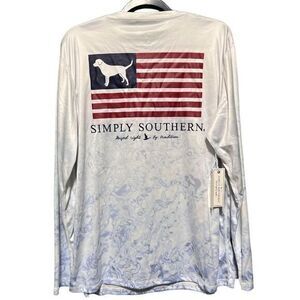 NWT‎ Simply Southern Men's Dog American Flag Rash Guard Tee XL